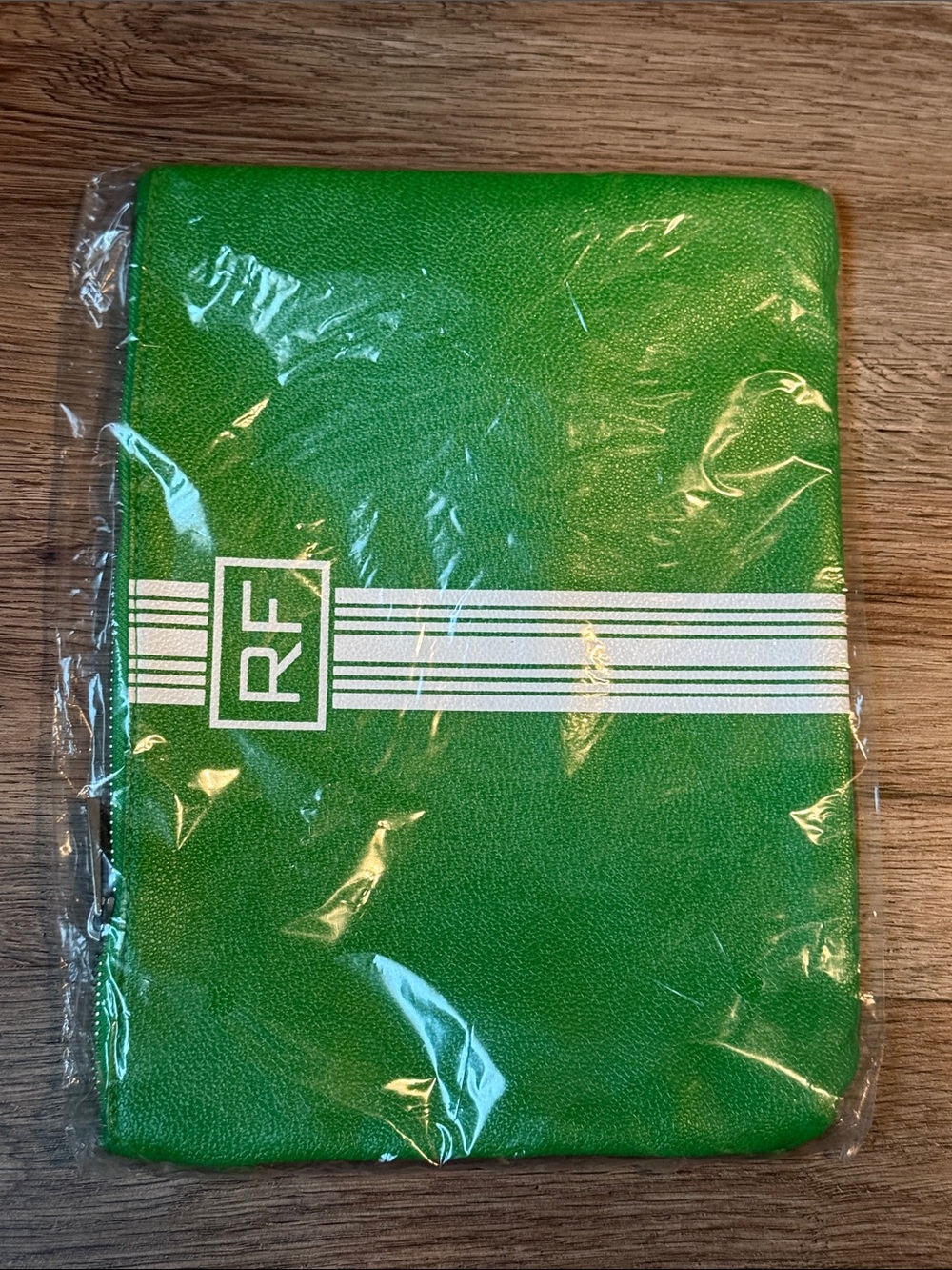 NWT Roger Federer RF Tennis Pouch Zipper Case Green White Stripe